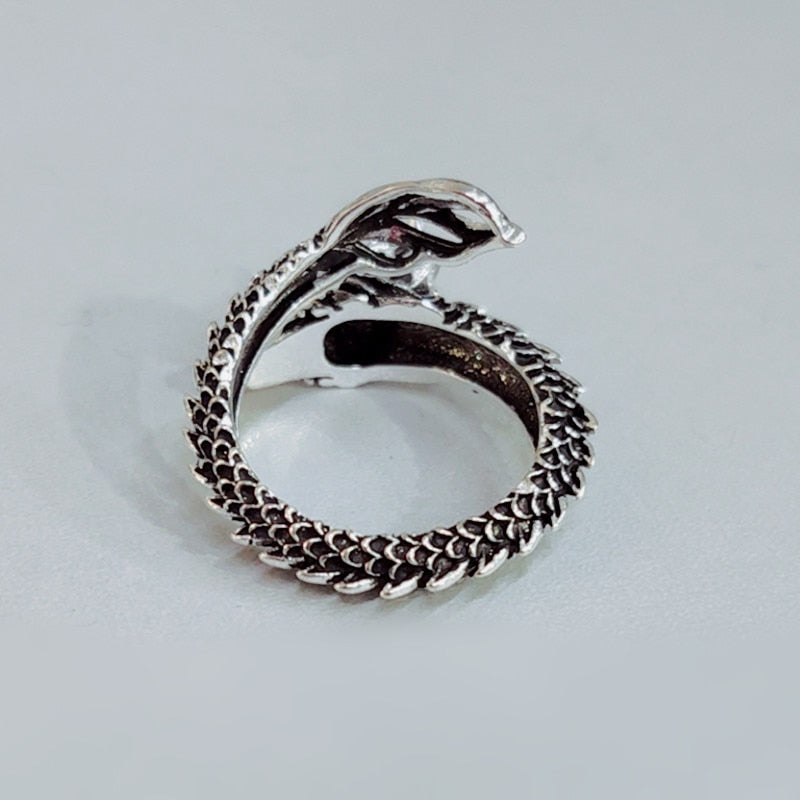 Dragon Hollywood X Ring - Silver Fashion Gothic Ancient Dragon Mens and Womens Jewelry Opening Ring - Awesome Personal or Gift Ring - BEVERLY HILLS - CALIFORNIA - USA