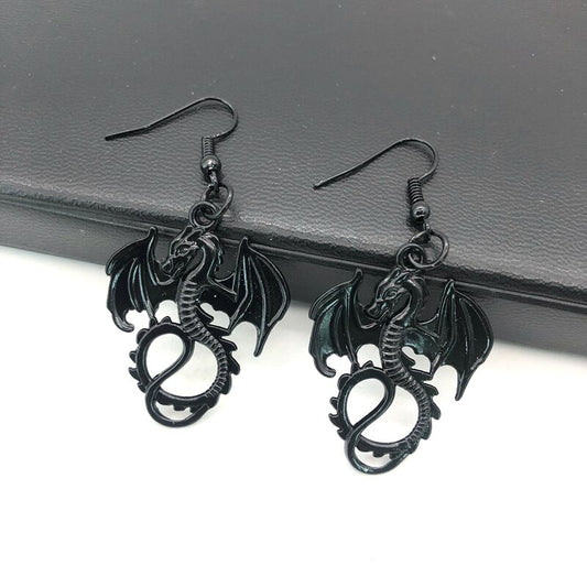 Dragon Hollywood X - Gothic Black Dragon Earrings, Personalized Earrings gift, Witch Warlock Unisex Exquisite Earrings - BEVERLY HILLS - CALIFORNIA - USA