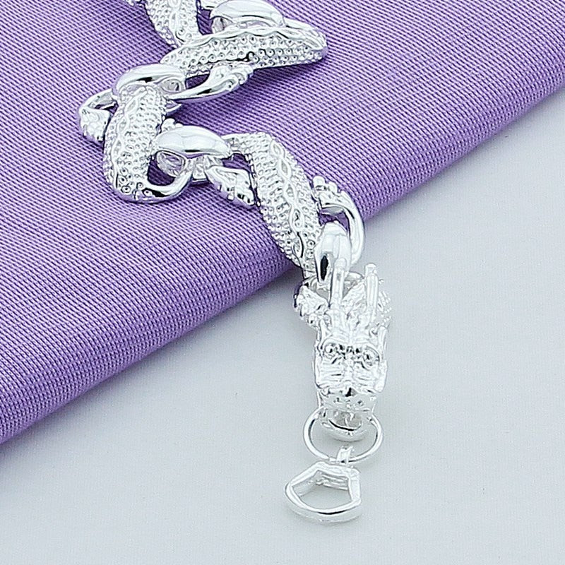 Dragon Hollywood X - 925 Sterling Silver Color Bracelets  White Chinese Dragon Chain Bracelets For Men Fashion Jewelry Pulseira Male - BEVERLY HILLS-CALIFORNIA