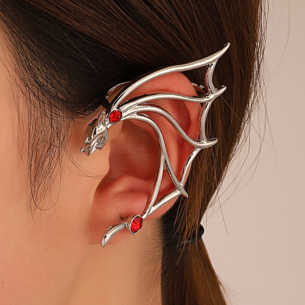 Dragon Hollywood X Ear Cuff - Flying Dragon and Fascinating Frog Clip On Earrings Ear Cuff for Men and Women Ear Wrap Earcuff Cartilage Earring Gothic Jewelry Awesome Unique Gift - BEVERLY HILLS - CALIFORNIA - USA