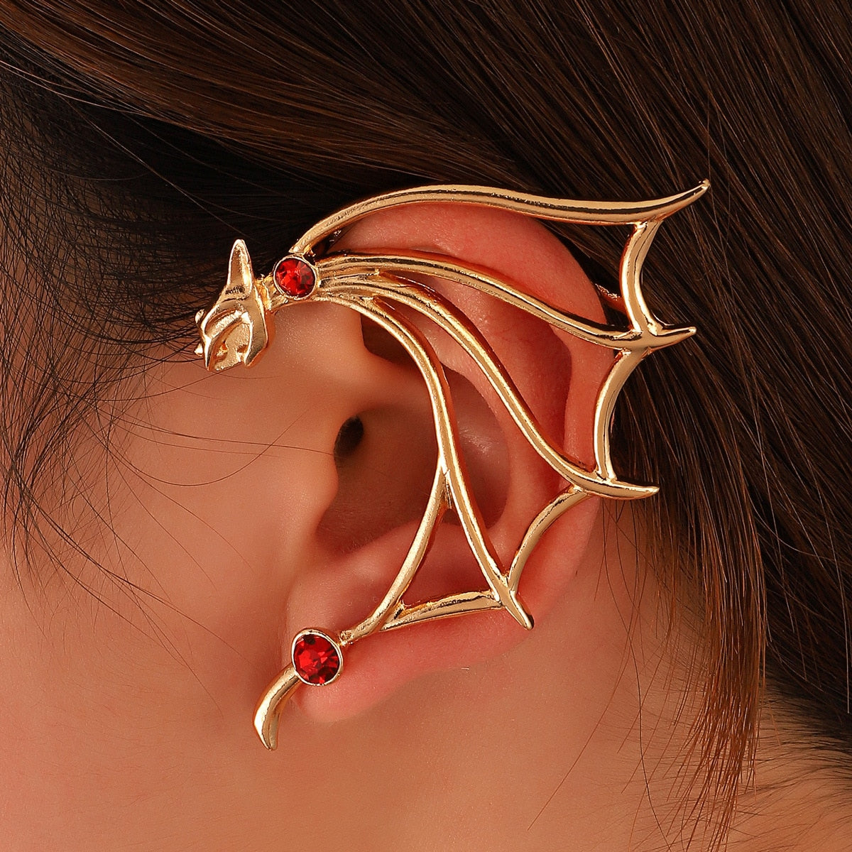 Dragon Hollywood X Ear Cuff - Flying Dragon and Fascinating Frog Clip On Earrings Ear Cuff for Men and Women Ear Wrap Earcuff Cartilage Earring Gothic Jewelry Awesome Unique Gift - BEVERLY HILLS - CALIFORNIA - USA