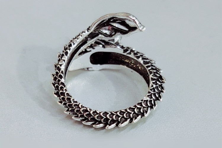 Dragon Hollywood X Ring - Silver Fashion Gothic Ancient Dragon Mens and Womens Jewelry Opening Ring - Awesome Personal or Gift Ring - BEVERLY HILLS - CALIFORNIA - USA
