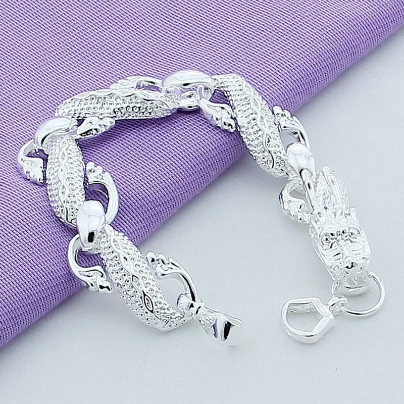 Dragon Hollywood X - 925 Sterling Silver Color Bracelets  White Chinese Dragon Chain Bracelets For Men Fashion Jewelry Pulseira Male - BEVERLY HILLS-CALIFORNIA