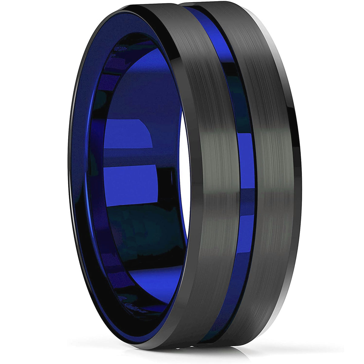 Fashion Men 8mm Black Tungsten Wedding Celtic Dragon Ring Inlaid Green Zircon Punk Men Stainless Steel Green Carbon Fibre Ring