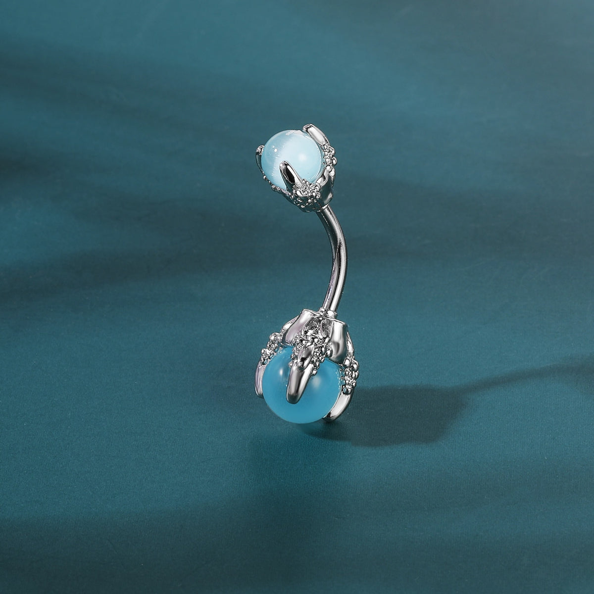 Dragon Hollywood X - 14G Dragon Claw Belly Button Body Ring Women and Men Stainless Steel Navel Ring - Crystal - Heart - Moon - Bee - Bug - Cat - Piercing Body Jewelry - BEVERLY HILLS - CALIFORNIA - USA