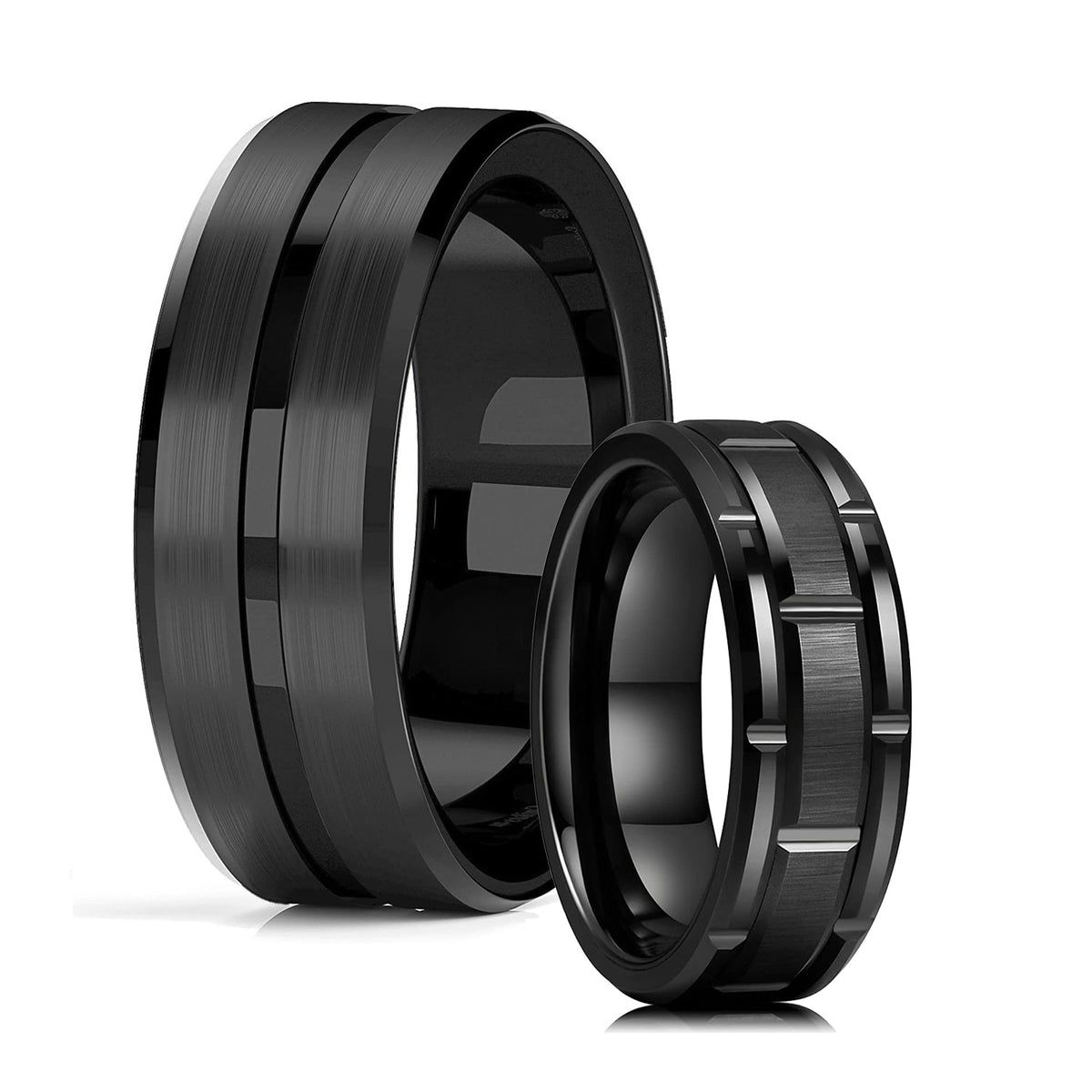 Fashion Men 8mm Black Tungsten Wedding Celtic Dragon Ring Inlaid Green Zircon Punk Men Stainless Steel Green Carbon Fibre Ring