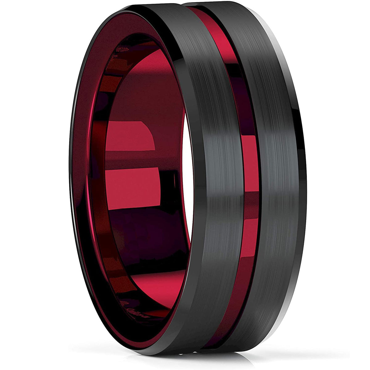 Fashion Men 8mm Black Tungsten Wedding Celtic Dragon Ring Inlaid Green Zircon Punk Men Stainless Steel Green Carbon Fibre Ring
