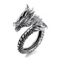 Dragon Hollywood X Ring - Silver Fashion Gothic Ancient Dragon Mens and Womens Jewelry Opening Ring - Awesome Personal or Gift Ring - BEVERLY HILLS - CALIFORNIA - USA