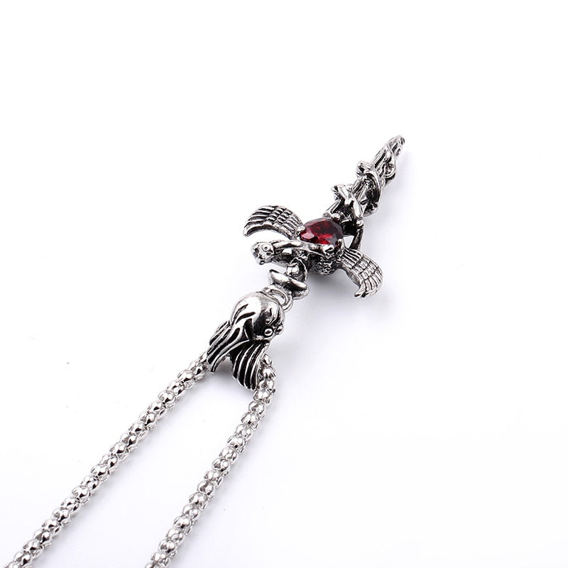 Cool Men Boys Ancient Flying Dragon Pendant Necklace a dragon wrapped around the sword Maxi Punk Vintage Rock Jewelry