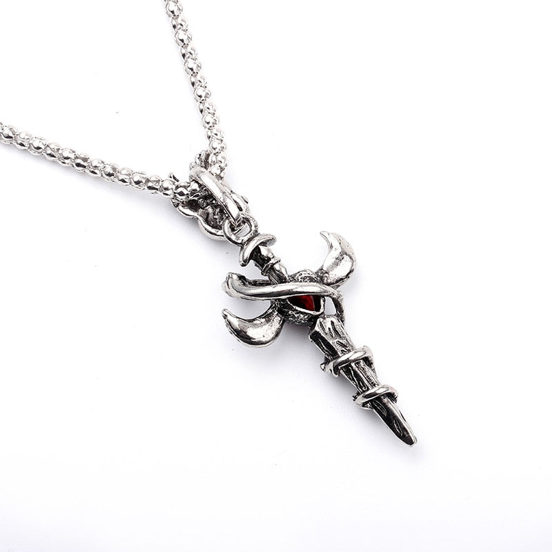 Cool Men Boys Ancient Flying Dragon Pendant Necklace a dragon wrapped around the sword Maxi Punk Vintage Rock Jewelry