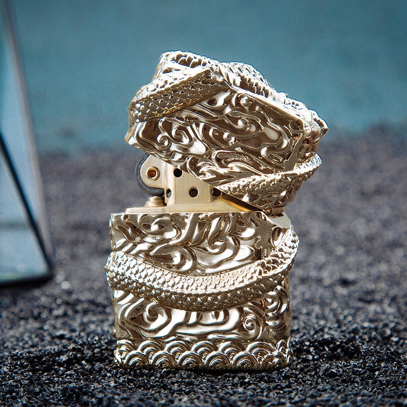 Dragon Hollywood X - Luxury 3D Dragon Carving Lighter Retro Metal Wheel Kerosene Lighters Unique Gasoline LIghters Windproof Men Smoking Lighter Gift - Hollywood California USA
