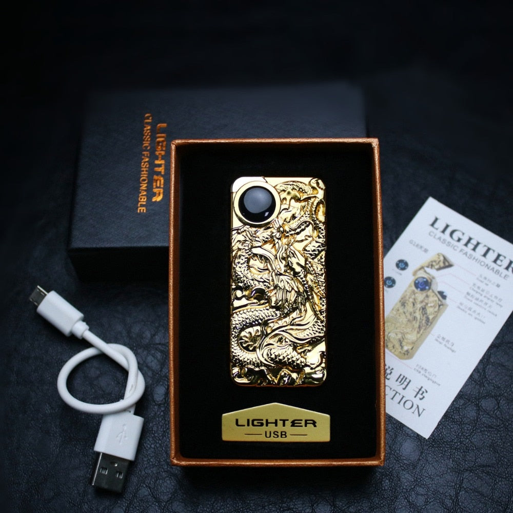 Personality Ignition And Display Power Arc Smart Gift  Dual Dragon Plasma Lighter