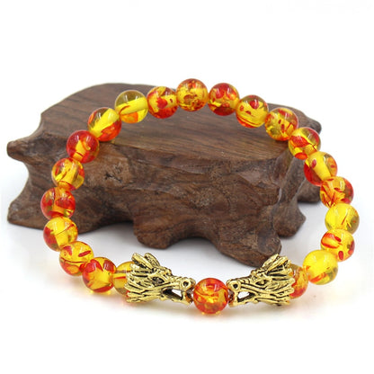 Dragon Hollywood X - Natural Black Lava &amp; White Howlite Stone Beads Bracelet Pulseira Masculina Mens Jewelry Buddha Dragon Bead Bracelet For All - BEVERLY HILLS - CALIFORNIA - USA