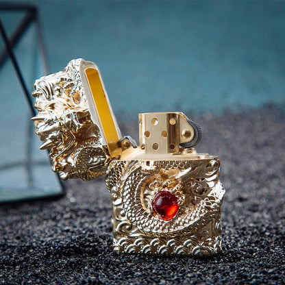 Dragon Hollywood X - Luxury 3D Dragon Carving Lighter Retro Metal Wheel Kerosene Lighters Unique Gasoline LIghters Windproof Men Smoking Lighter Gift - Hollywood California USA