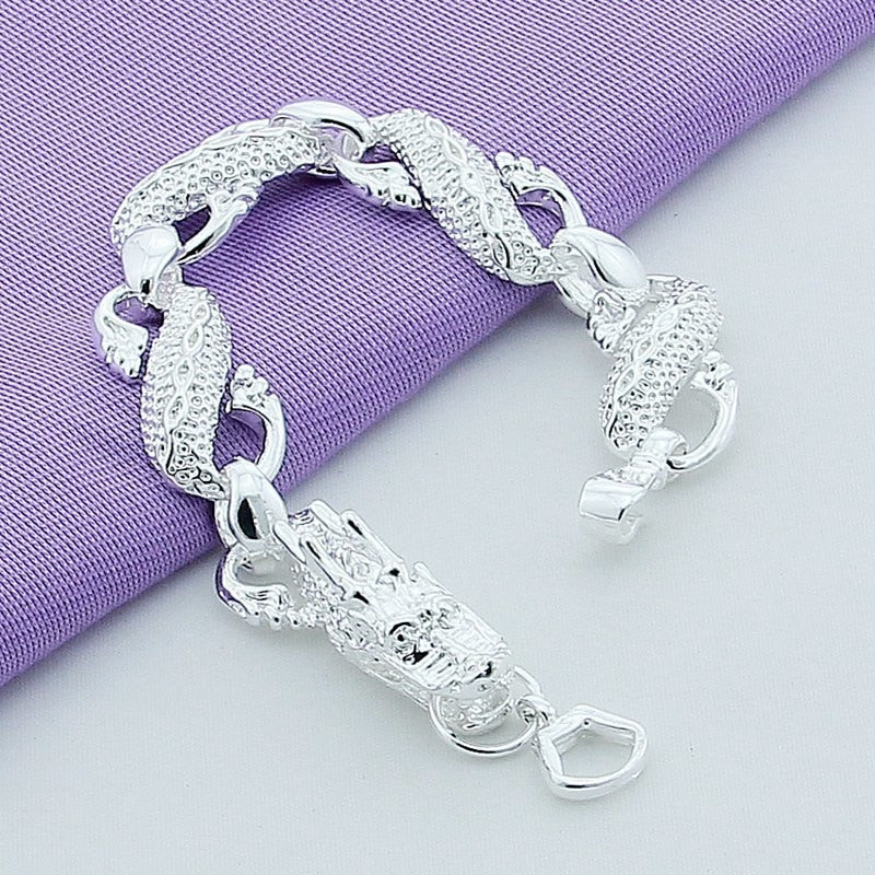 Dragon Hollywood X - 925 Sterling Silver Color Bracelets  White Chinese Dragon Chain Bracelets For Men Fashion Jewelry Pulseira Male - BEVERLY HILLS-CALIFORNIA