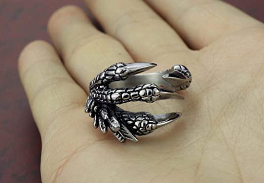 Dragon Hollywood X - 1pcs Titanium Steel Eagle Dragon Claw Halloween Skull Ring Hot Selling Men & Women Domineering Opening Rock Animal Jewelry