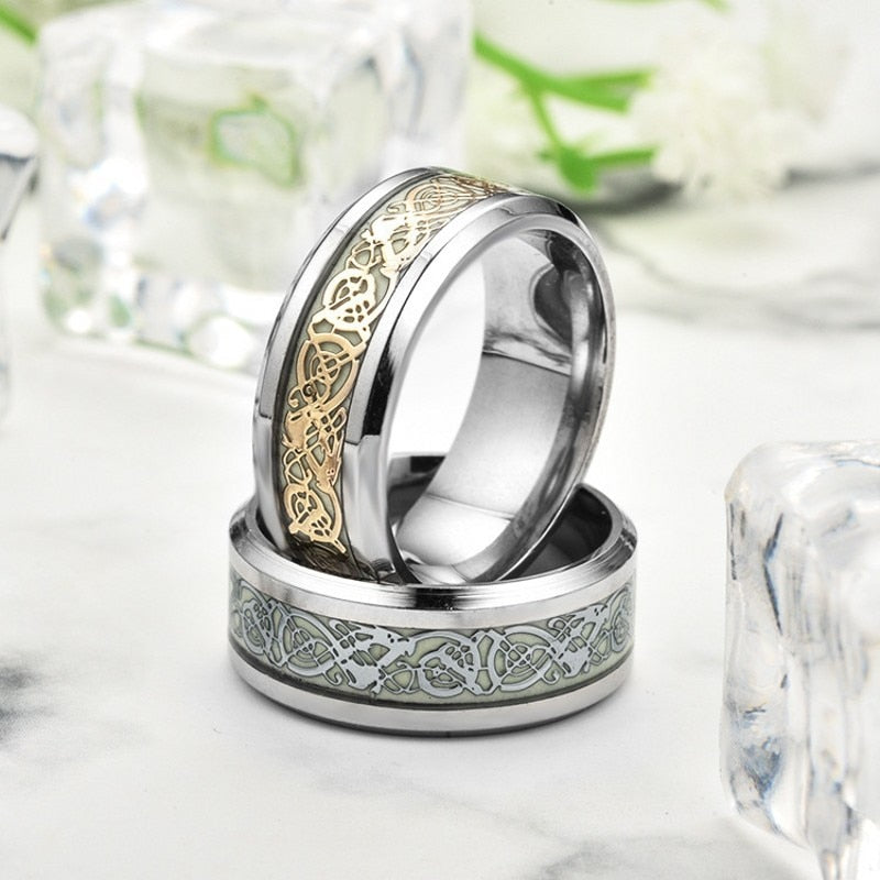Dragon Hollywood X - Fashion Luminous Dragon Ring Love Heart Retro Stainless Steel Fluorescent Rings for Men Plus Couple Rings  Luxury Jewelry Gift - BEVERLY HILLS, CALIFORNIA - USA