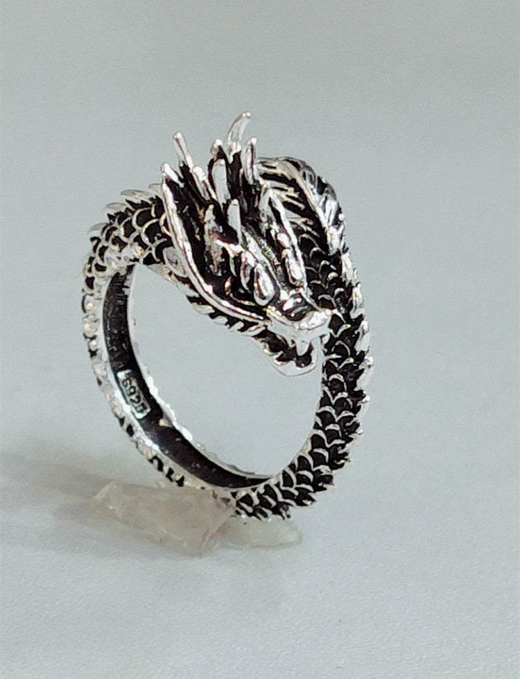 Dragon Hollywood X Ring - Silver Fashion Gothic Ancient Dragon Mens and Womens Jewelry Opening Ring - Awesome Personal or Gift Ring - BEVERLY HILLS - CALIFORNIA - USA