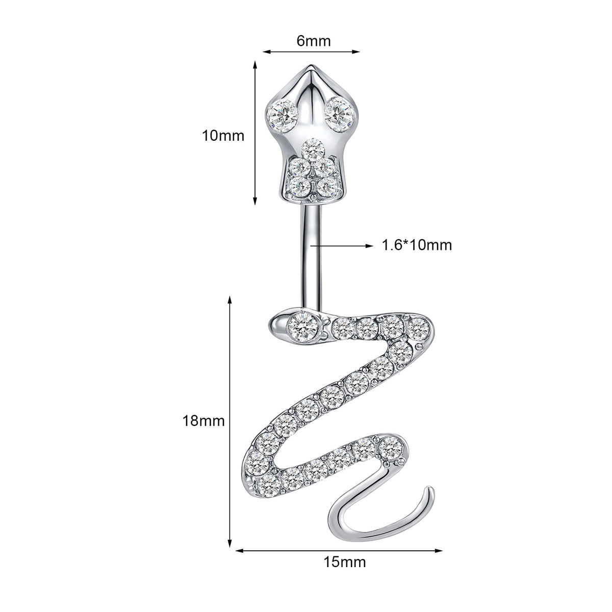 Dragon Hollywood X - 14G Dragon Claw Belly Button Body Ring Women and Men Stainless Steel Navel Ring - Crystal - Heart - Moon - Bee - Bug - Cat - Piercing Body Jewelry - BEVERLY HILLS - CALIFORNIA - USA