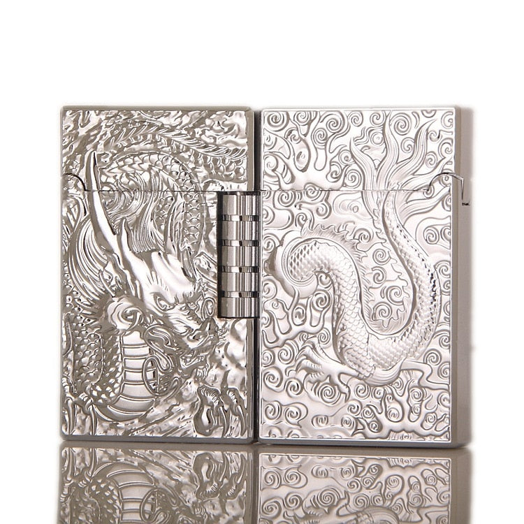 Fine Carving Dragon Side Grinding Wheel Open Fire Butane Gas Lighter Wholesale Lighter Stainless Steel