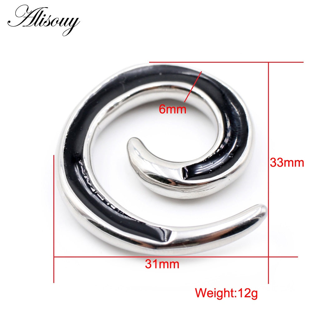 Dragon Hollywood X - 1pc Stainless Steel Spiral Dragon Ear Weights Ear Tunnels Plugs Expander Gauges Body Piercing Jewelry - BEVERLY HILLS - CALIFORNIA - USA