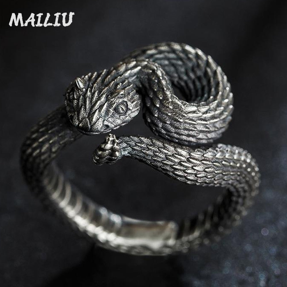 Dragon Hollywood X - Rattlesnake Ring Vintage Silver Plated Snake Ring Party Rings Women Men Ring Cool Jewelry - BEVERLY HILLS - CALIFORNIA