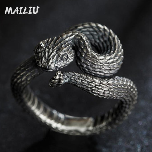 Dragon Hollywood X - Rattlesnake Ring Vintage Silver Plated Snake Ring Party Rings Women Men Ring Cool Jewelry - BEVERLY HILLS - CALIFORNIA