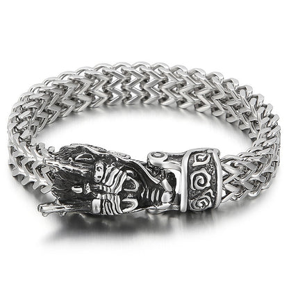 Dragon Hollywood X - Fongten Dragon Head Animal Punk Men's Bracelet Stainless Steel Designer Cool Viking Trendy Heavy Jewelry Gift - BEVERLY HILLS - CALIFORNIA - USA