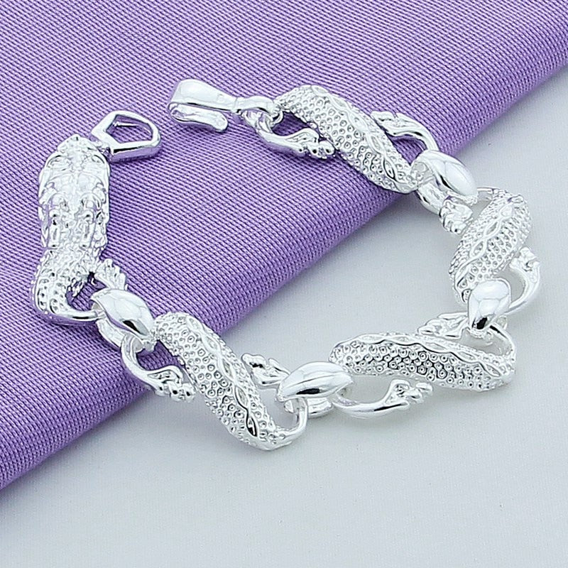 Dragon Hollywood X - 925 Sterling Silver Color Bracelets  White Chinese Dragon Chain Bracelets For Men Fashion Jewelry Pulseira Male - BEVERLY HILLS-CALIFORNIA