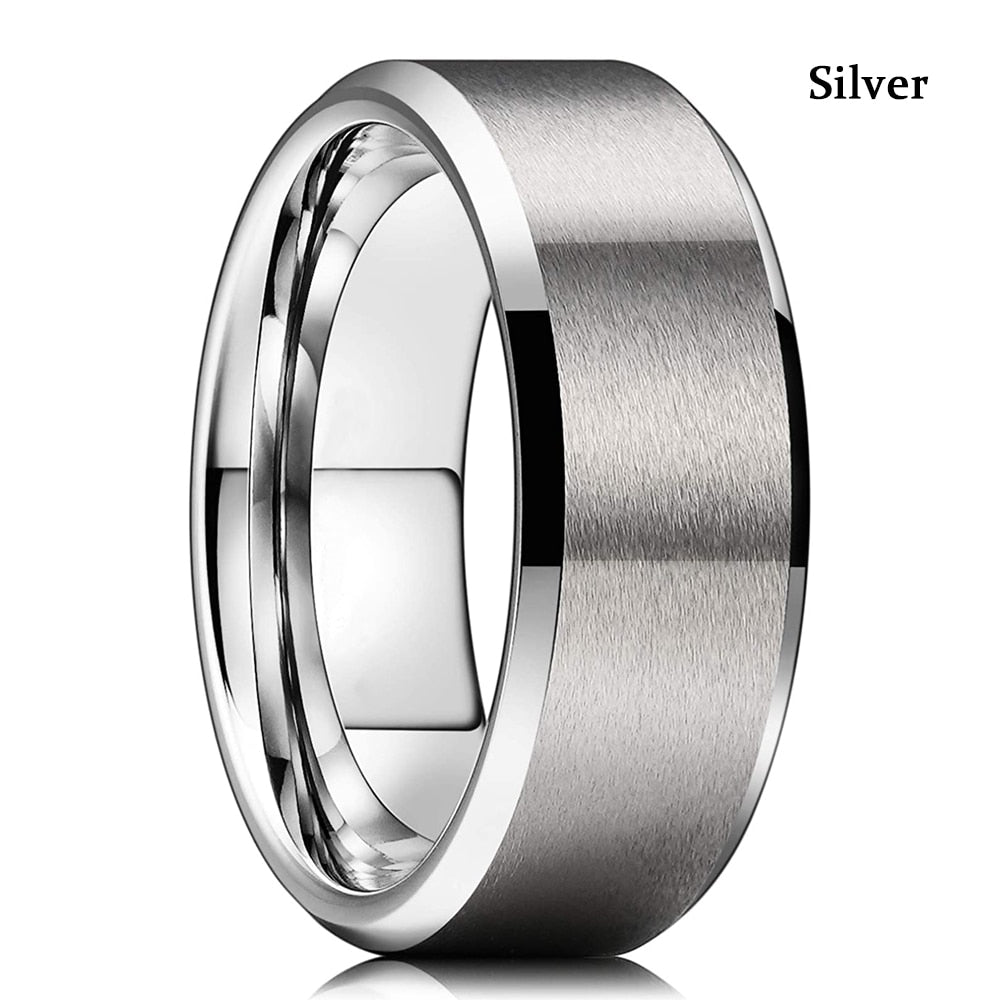 Fashion Men 8mm Black Tungsten Wedding Celtic Dragon Ring Inlaid Green Zircon Punk Men Stainless Steel Green Carbon Fibre Ring
