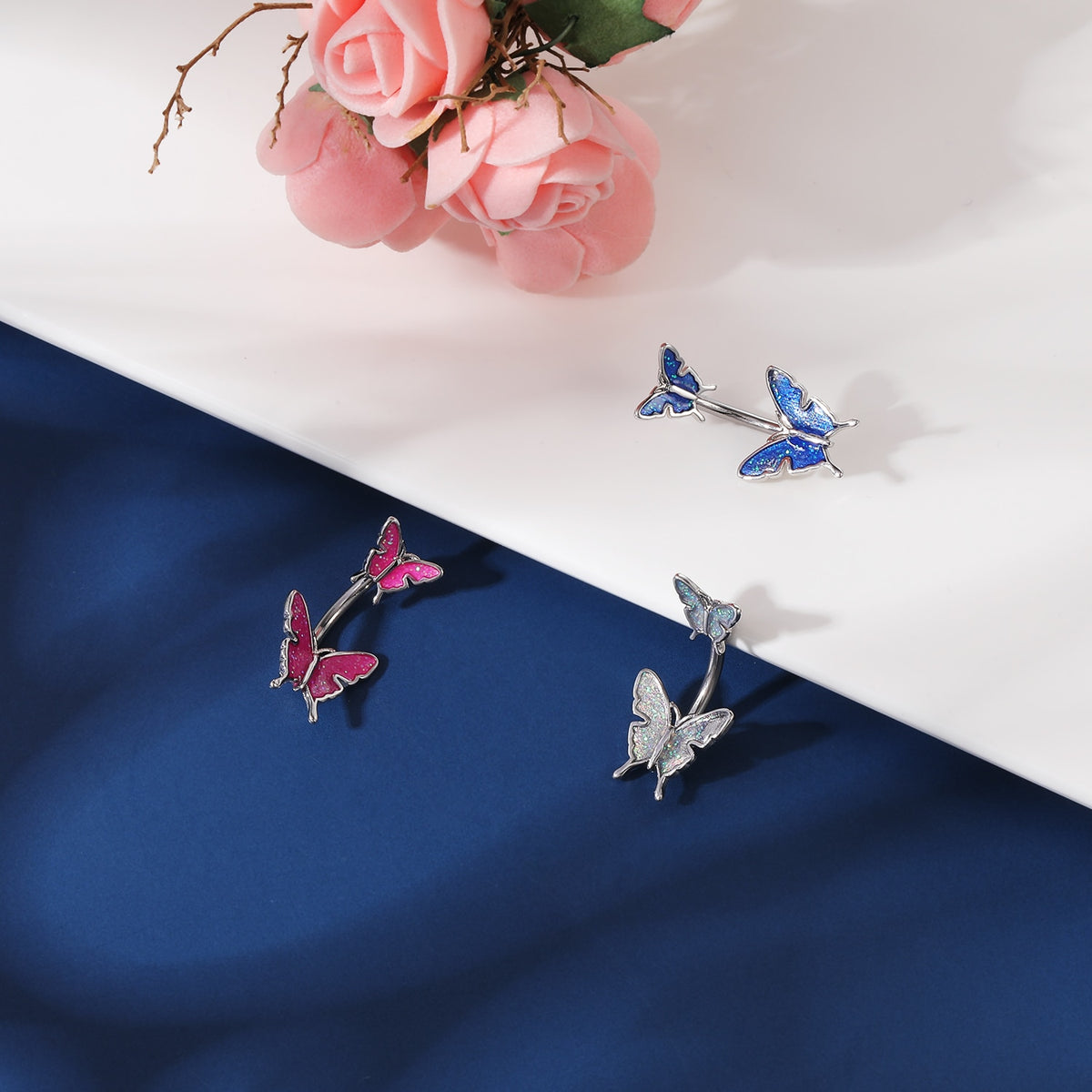 Dragon Hollywood X - 14G Dragon Claw Belly Button Body Ring Women and Men Stainless Steel Navel Ring - Crystal - Heart - Moon - Bee - Bug - Cat - Piercing Body Jewelry - BEVERLY HILLS - CALIFORNIA - USA