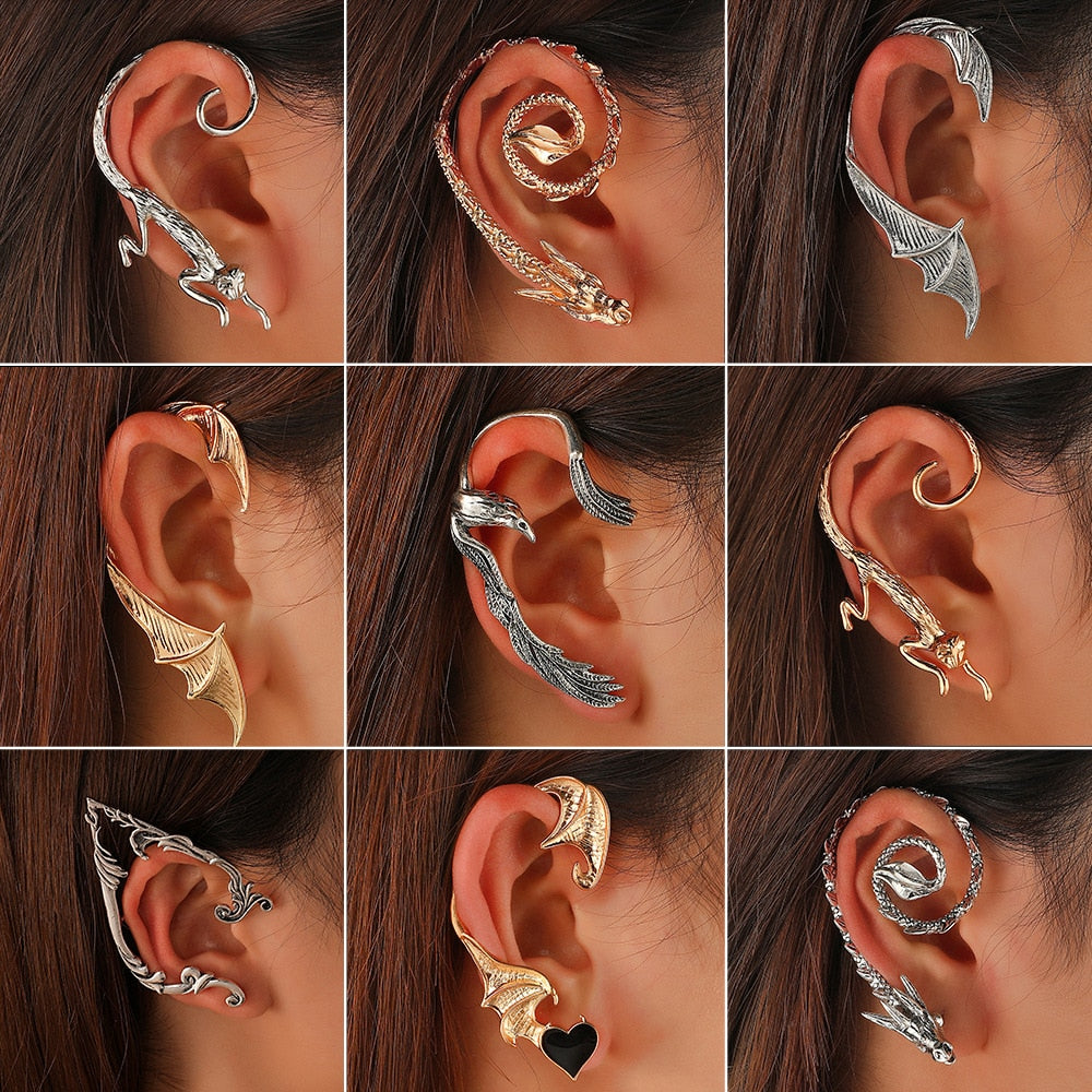 Dragon Hollywood X - Flying Dragon Cat Eagle Animal Clip On Earrings Ear Cuff for Women and Men Ear Wrap Earcuff Cartilage Earring - BEVERLY HILLS - CALIFORNIA - USA