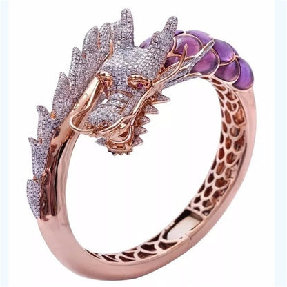 Dragon Hollywood X - Purple Dragon Crystal Rings Women Fashion Vintage Punk Ring Men Jewelry Rose Golden Ladies Rings Female Engagement Ring Women -BEVERLY HILLS CA