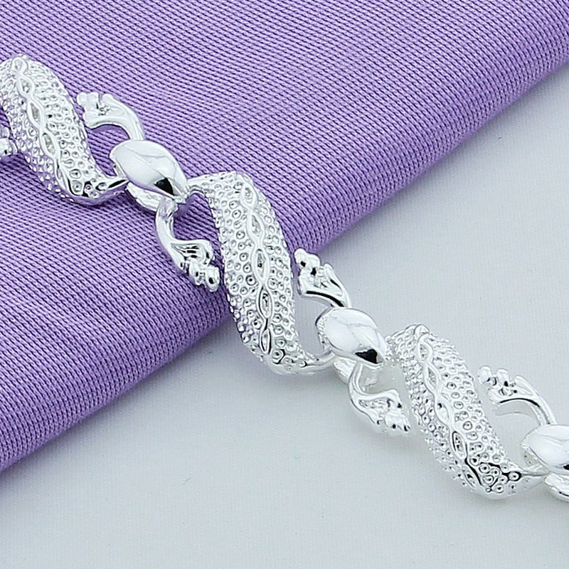 Dragon Hollywood X - 925 Sterling Silver Color Bracelets  White Chinese Dragon Chain Bracelets For Men Fashion Jewelry Pulseira Male - BEVERLY HILLS-CALIFORNIA
