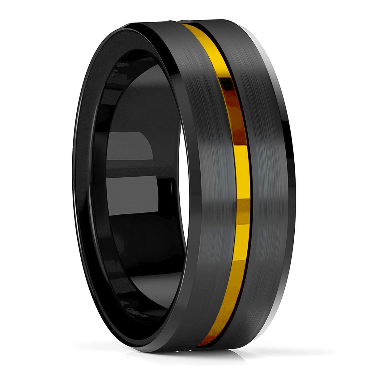 Fashion Men 8mm Black Tungsten Wedding Celtic Dragon Ring Inlaid Green Zircon Punk Men Stainless Steel Green Carbon Fibre Ring