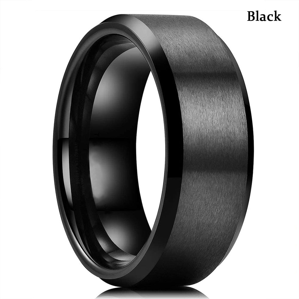 Fashion Men 8mm Black Tungsten Wedding Celtic Dragon Ring Inlaid Green Zircon Punk Men Stainless Steel Green Carbon Fibre Ring