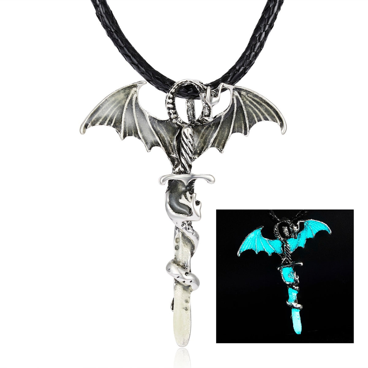 Dragon Hollywood X - Rinhoo Vintage Magic Steampunk Glowing Luminous Punk Dragon Pendants Necklaces Mens Jewelry Glow In the dark Pendant Necklace - BEVERLY HILLS, CALIFORNIA - USA