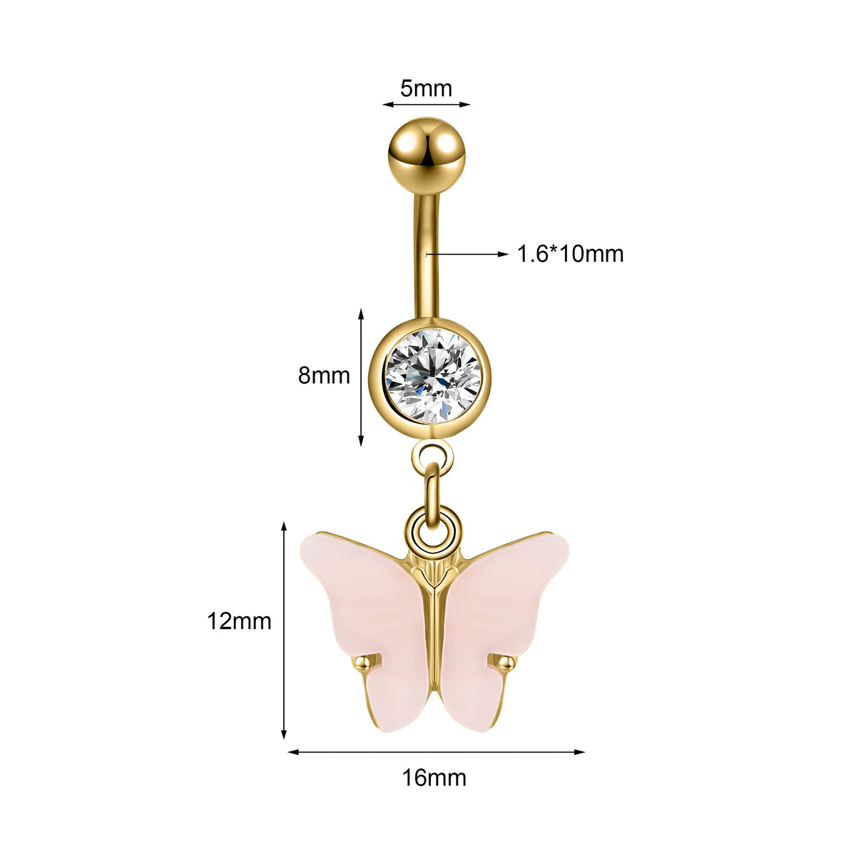 Dragon Hollywood X - 14G Dragon Claw Belly Button Body Ring Women and Men Stainless Steel Navel Ring - Crystal - Heart - Moon - Bee - Bug - Cat - Piercing Body Jewelry - BEVERLY HILLS - CALIFORNIA - USA