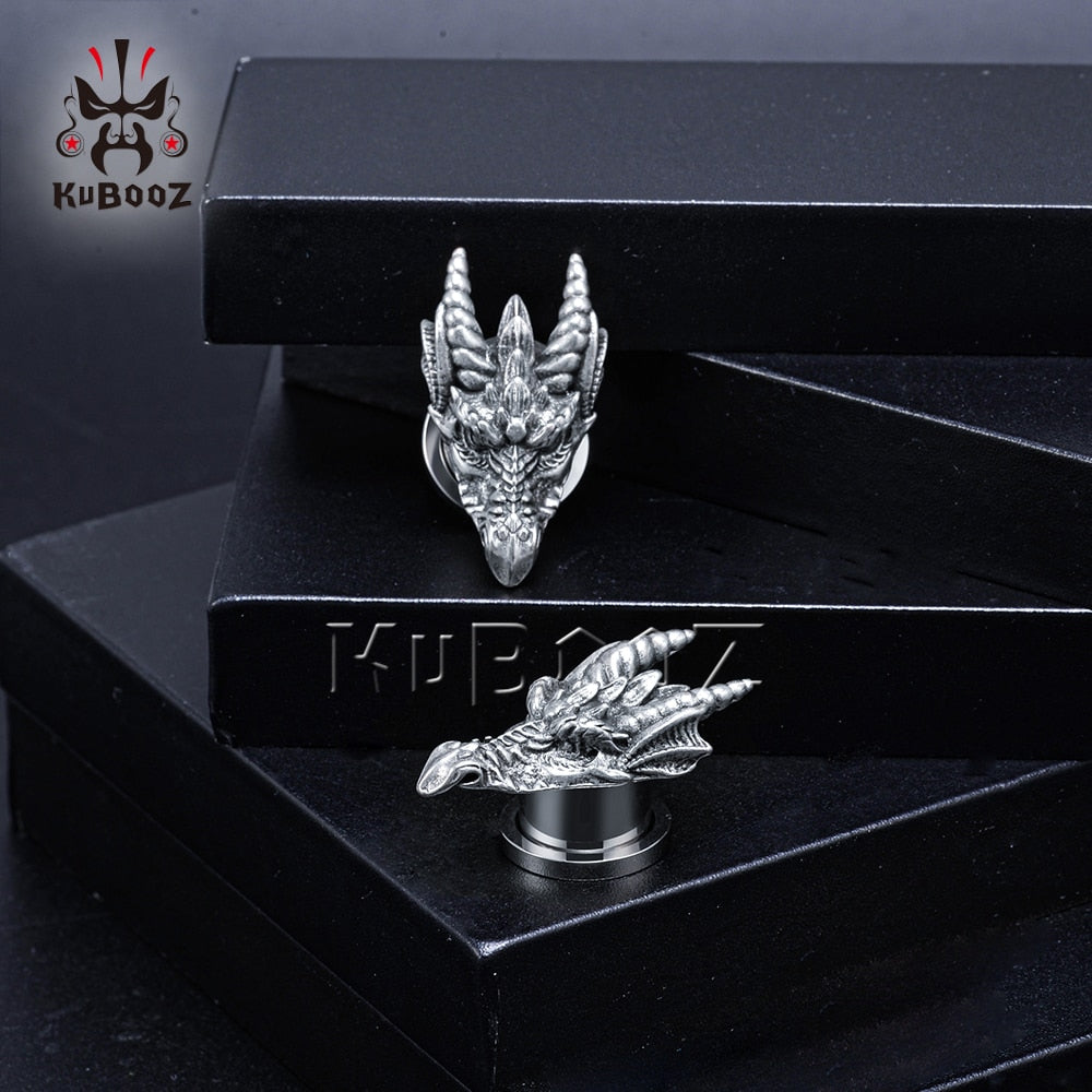 Dragon Hollywood X - Stainless Steel Fire Dragon Ear Tunnels Expanders Body Piercing Jewelry Earring Plugs Gauges Stretchers 2PCS - BEVERLY HILLS - CALIFORNIA - USA