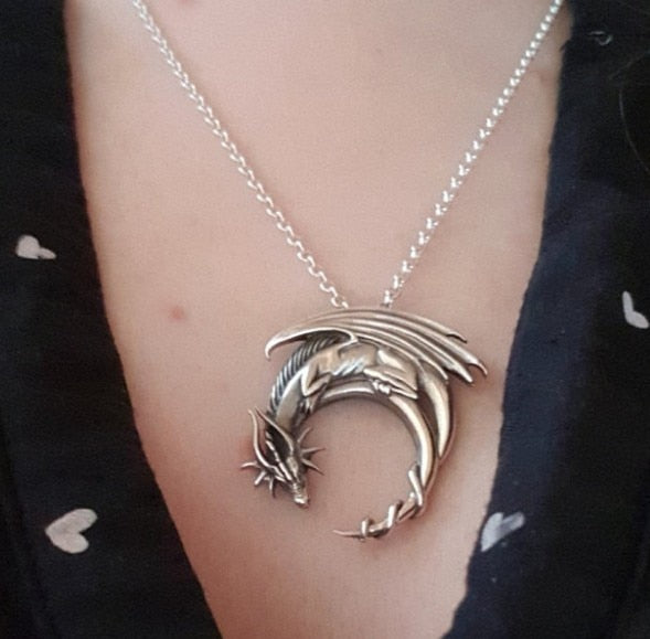 Dragon Hollywood X - Dragon Necklace Sleeping Dragon Pendant Necklace Medieval Symbolic Necklace Dragon Jewelry Charm Jewelry 1PC - BEVERLY HILLS, CALIFORNIA - USA