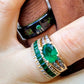 Fashion Men 8mm Black Tungsten Wedding Celtic Dragon Ring Inlaid Green Zircon Punk Men Stainless Steel Green Carbon Fibre Ring