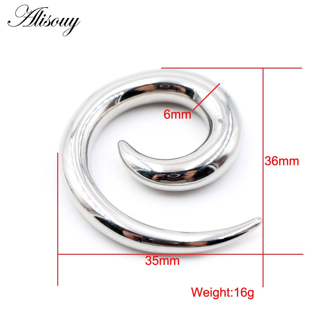 Dragon Hollywood X - 1pc Stainless Steel Spiral Dragon Ear Weights Ear Tunnels Plugs Expander Gauges Body Piercing Jewelry - BEVERLY HILLS - CALIFORNIA - USA