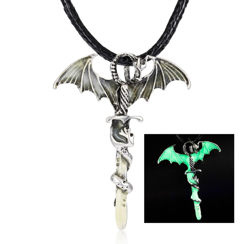 Dragon Hollywood X - Rinhoo Vintage Magic Steampunk Glowing Luminous Punk Dragon Pendants Necklaces Mens Jewelry Glow In the dark Pendant Necklace - BEVERLY HILLS, CALIFORNIA - USA