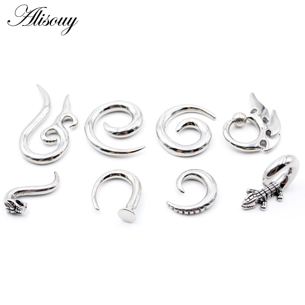 Dragon Hollywood X - 1pc Stainless Steel Spiral Dragon Ear Weights Ear Tunnels Plugs Expander Gauges Body Piercing Jewelry - BEVERLY HILLS - CALIFORNIA - USA