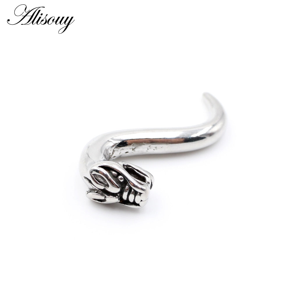 Dragon Hollywood X - 1pc Stainless Steel Spiral Dragon Ear Weights Ear Tunnels Plugs Expander Gauges Body Piercing Jewelry - BEVERLY HILLS - CALIFORNIA - USA