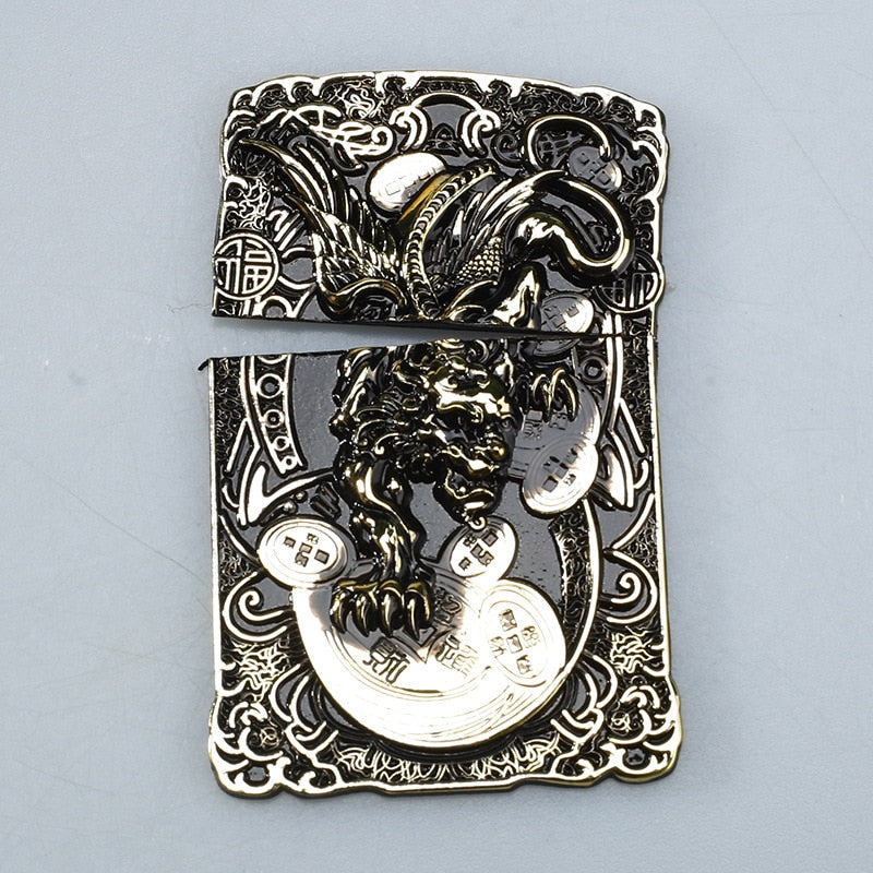 Dragon Hollywood X - Personality 3D Dragon Head Pattern DIY Metal Badge For ZP Kerosene Oil Lighters Grind Wheel Lighter Decor Accessory
