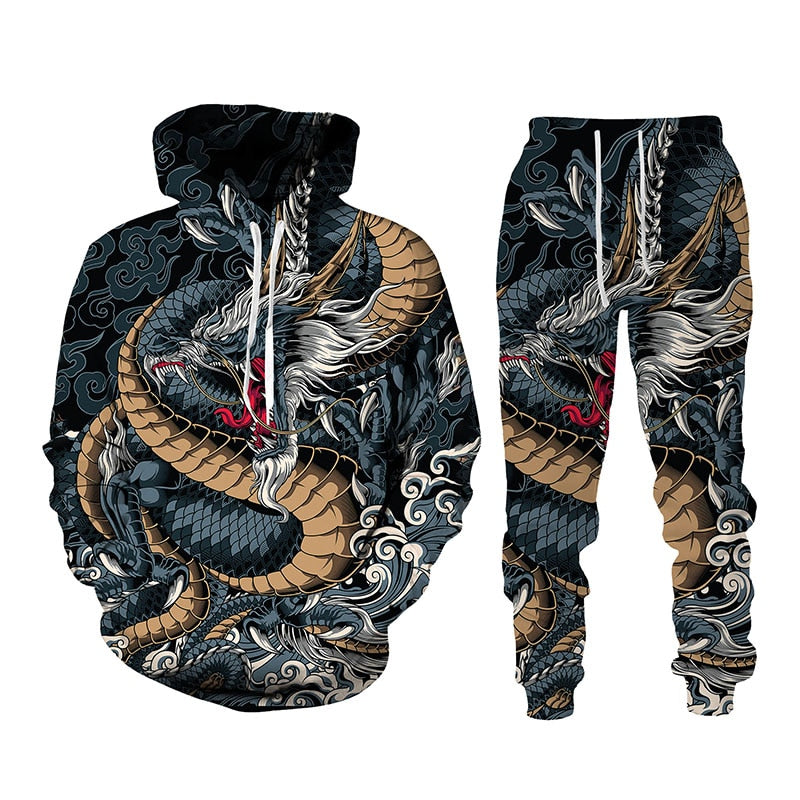 Dragon Hollywood X - 3D Dragon God Printed Mens Womens Hooded Sweater Sportswear Tracksuit Clothing Suit -BEVERLY HILLS CALIFORNIA