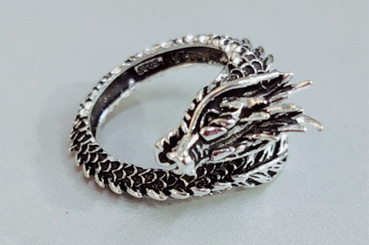 Dragon Hollywood X Ring - Silver Fashion Gothic Ancient Dragon Mens and Womens Jewelry Opening Ring - Awesome Personal or Gift Ring - BEVERLY HILLS - CALIFORNIA - USA