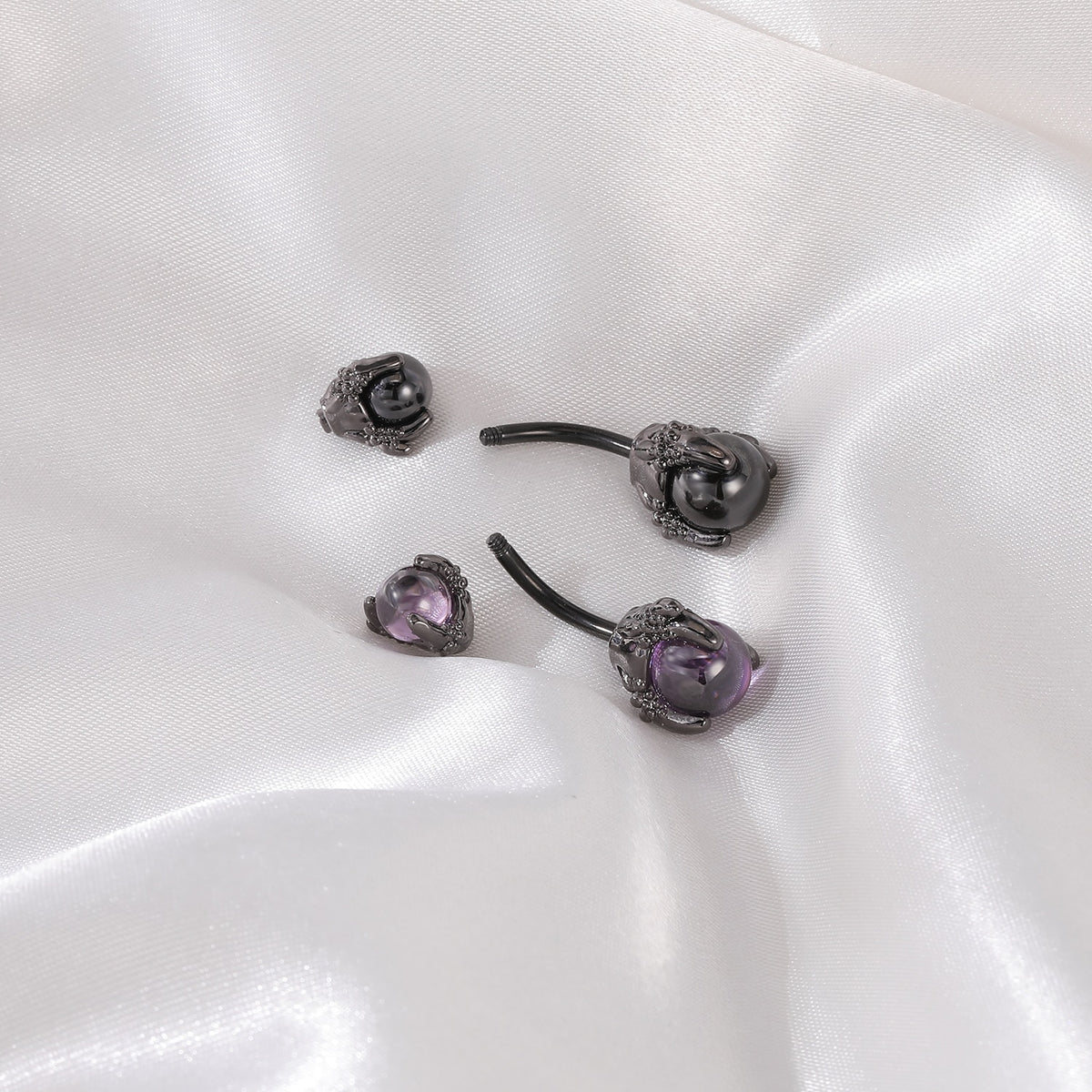 Dragon Hollywood X - 14G Dragon Claw Belly Button Body Ring Women and Men Stainless Steel Navel Ring - Crystal - Heart - Moon - Bee - Bug - Cat - Piercing Body Jewelry - BEVERLY HILLS - CALIFORNIA - USA