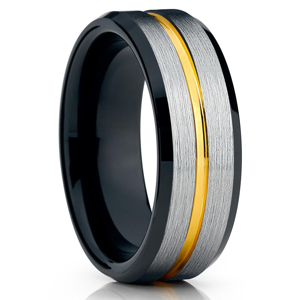 Fashion Men 8mm Black Tungsten Wedding Celtic Dragon Ring Inlaid Green Zircon Punk Men Stainless Steel Green Carbon Fibre Ring